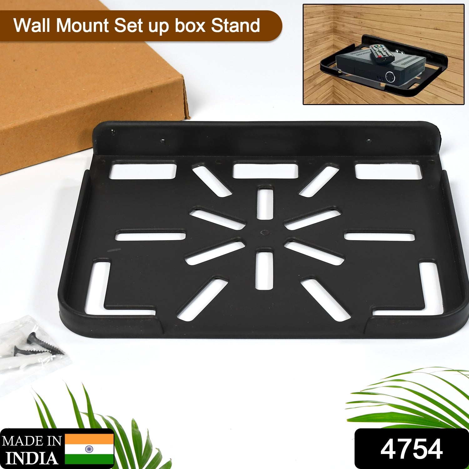 4754 Tv Setup Box Plastic Wall Mount Holder Hard Plastic Premium Quality Holder For Setup box , Dvd player & Other Device Using Stand DeoDap 4754 Tv Setup Box Plastic Wall Mount Holder Hard Plastic Premium Quality Holder For Setup box , Dvd player & Other Device Using Stand DeoDap